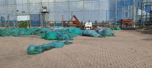 6针绿色扁丝聚乙烯盖煤网布