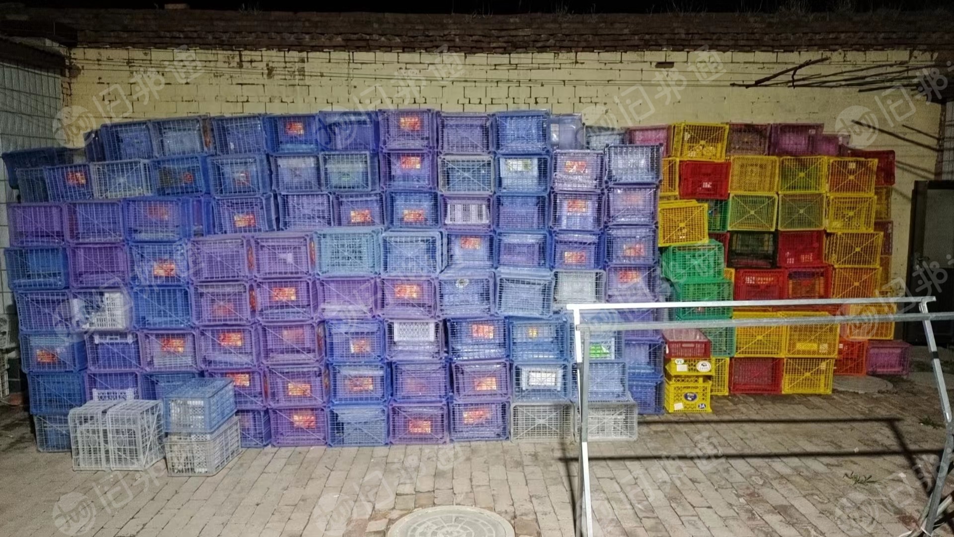 现货十几吨pp水果筐,荔枝框毛料,出售