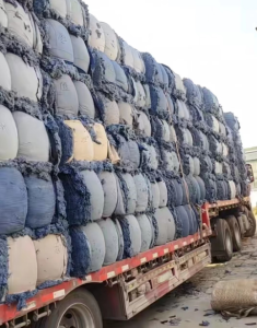 蓝色牛仔布边开松料大量供应