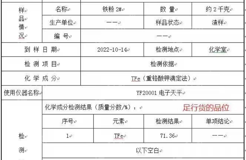 长期出售原厂氧化皮,含量71左右