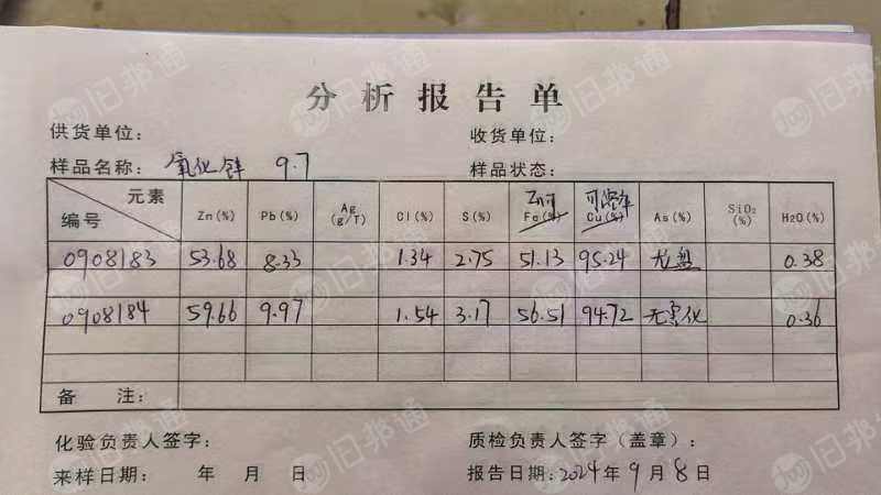 出售铅锌粉氧化回转窑的氧化锌,锌含量保50,铅保8