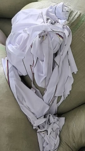 长期出售涤氨废布，涤氨边角料，含氨百分之十五左右，现货30吨左右