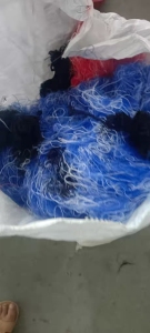 出售袜子厂下来的涤纶废纱，涤纶纱线，杂色，月供40吨左右，货在安徽阜阳