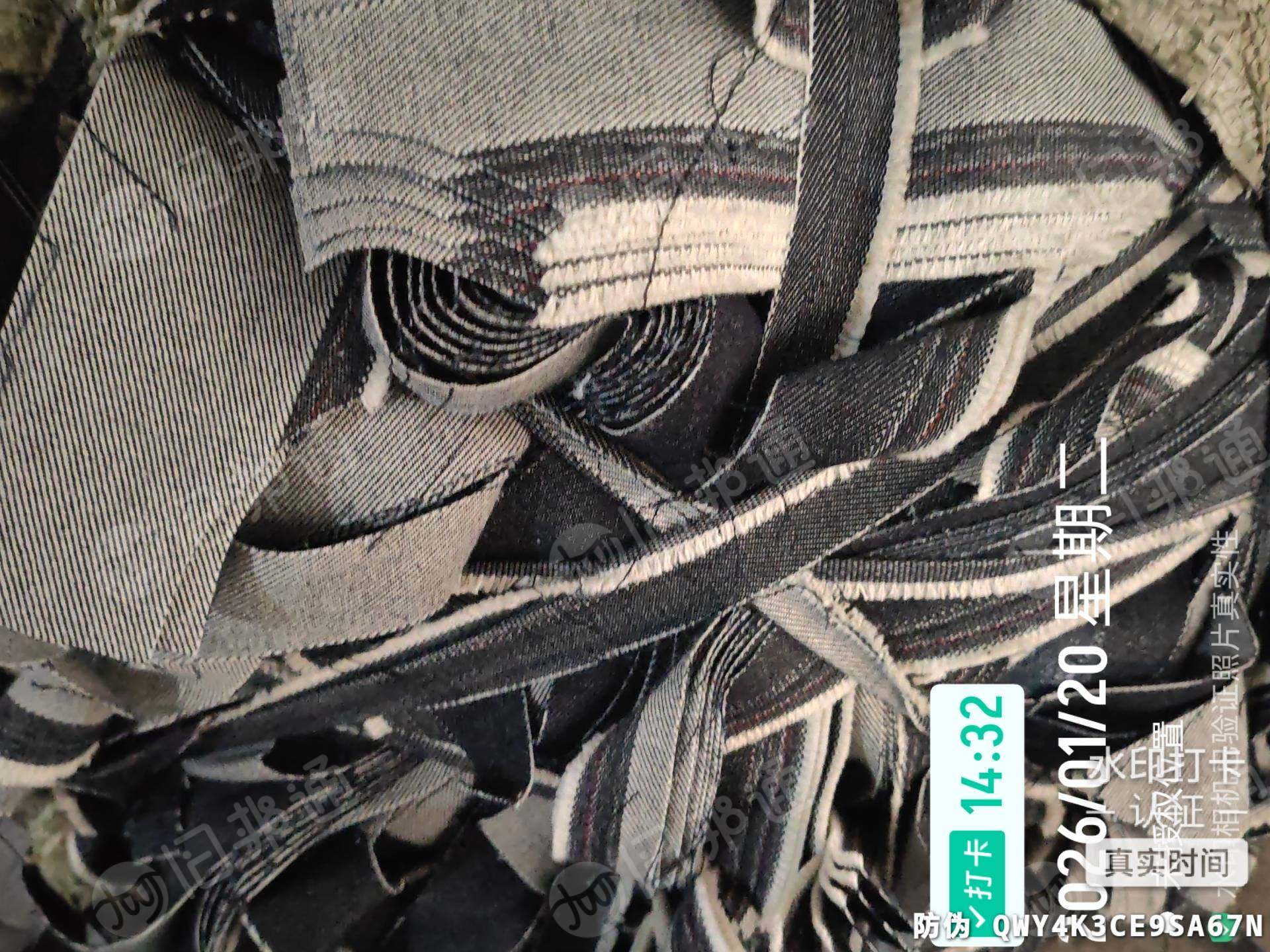 长期大量回收牛仔纯棉95棉牛仔布，开花料，每个月需要1200吨