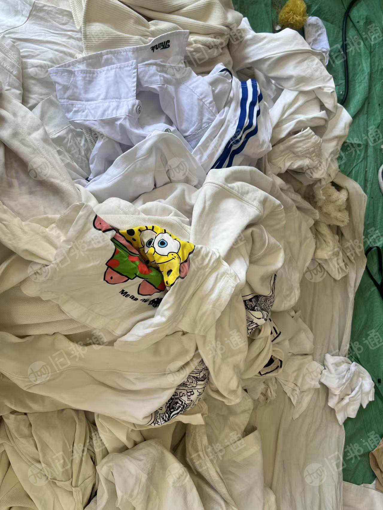 长期出售旧衣服统白，旧衣服大白，旧衣服开花料，现货十吨左右，货在山东临沂