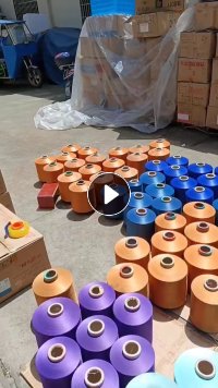 现货处理一批涤纶DTY,75D颜色丝,宝蓝黄墨绿黑色都有,现货5吨左右,货在浙江绍兴