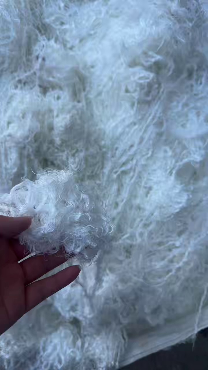 长期出售涤塔夫废丝，涤纶废丝，含水分，月供十来吨